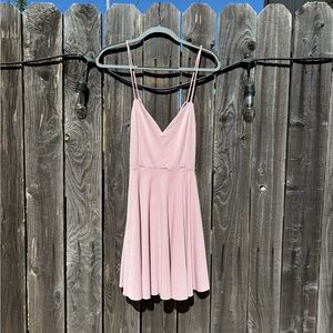 Kimchi Blue Women's Pink Ballerina Strappy-back V Neck Skater Mini Dress medium
